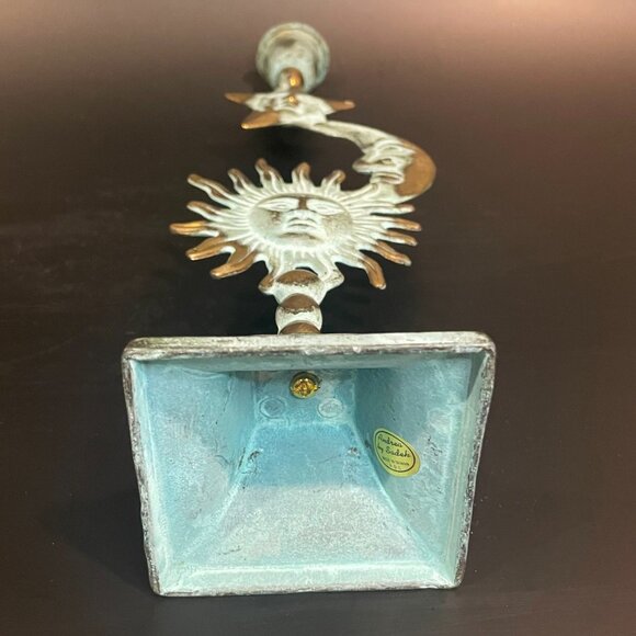 Vintage Celestial Brass Sun Moon & Star Candle Holders 3 Tiered Andrea by Sadek - Picture 7 of 7